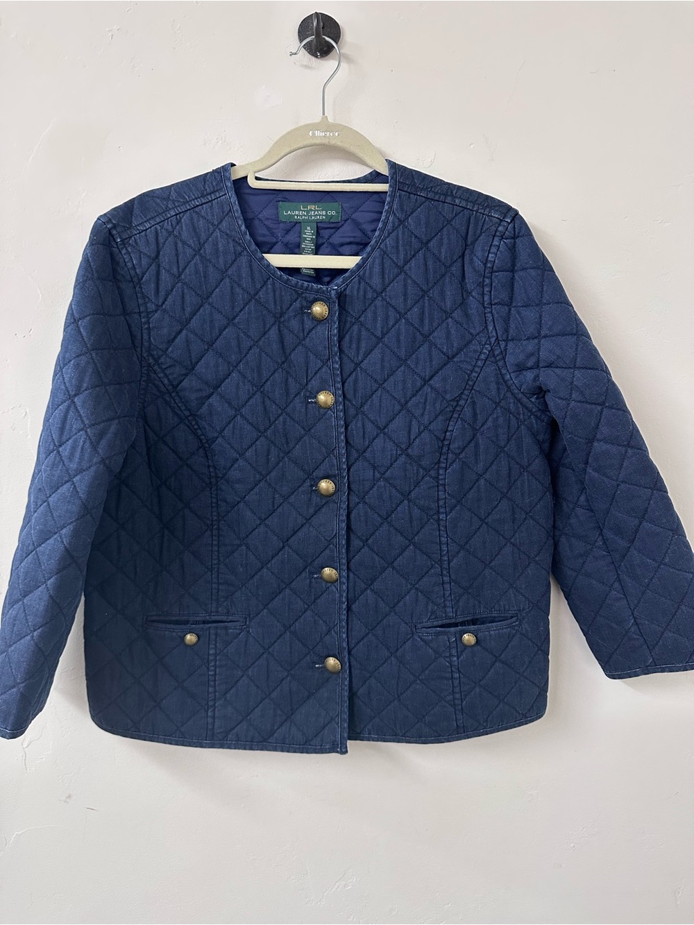 Ralph Lauren Navy Quilted Button-Front Puffer Jacket